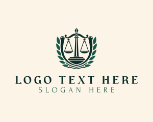 Justice Court - Lawyer Justice Scale logo design