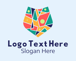 Jigsaw Puzzle - Colorful Mosaic Shield logo design