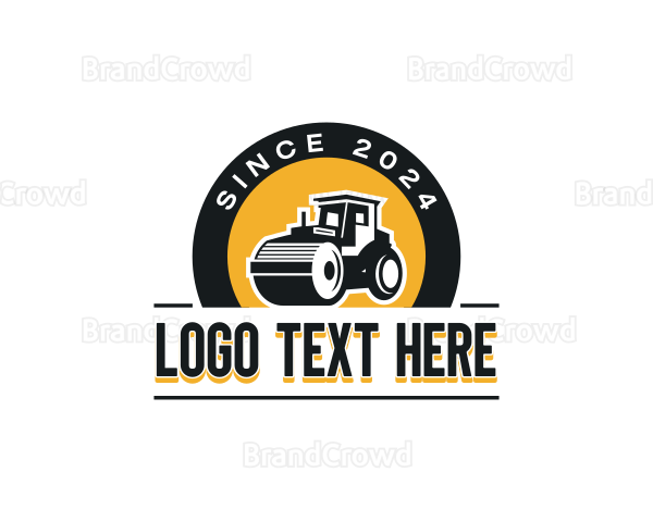 Road Roller Construction Heavy Equipment Logo