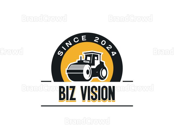 Road Roller Construction Heavy Equipment Logo