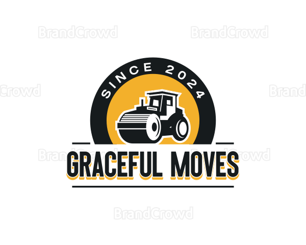 Road Roller Construction Heavy Equipment Logo