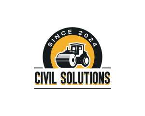 Road Roller Construction Heavy Equipment logo design