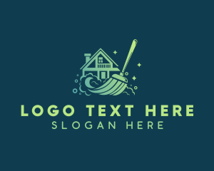 Mop - House Cleaning Broom logo design
