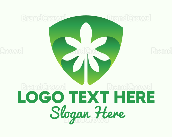 Green Cannabis Shield Logo
