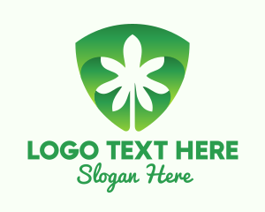 Green Leaf - Green Cannabis Shield logo design