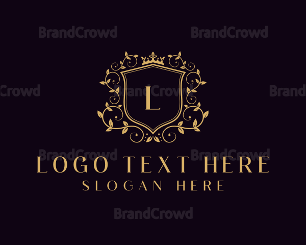 Royal Shield Floral Wreath Logo