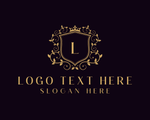 Luxury - Royal Shield Floral Wreath logo design