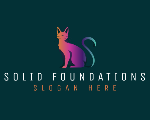 Futuristic - Digital Feline Cat logo design