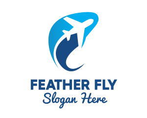 Flying Airplane Outline logo design