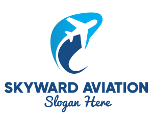 Flying Airplane Outline logo design