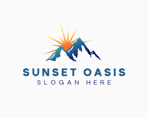 Mountain Peak Sunset logo design