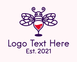 Bartender - Bee Wine Glass logo design