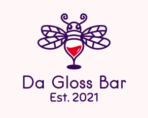 Bee Wine Glass  logo design