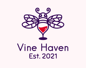 Bee Wine Glass  logo design