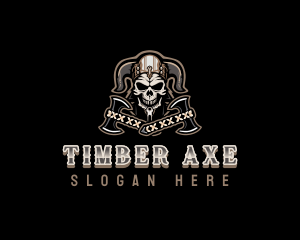 Axe Viking Skull  logo design