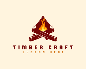 Wood - Camp Fire Wood logo design
