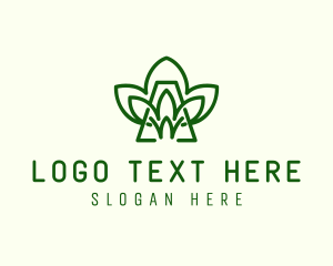 Line Art - Green Plant Letter A logo design