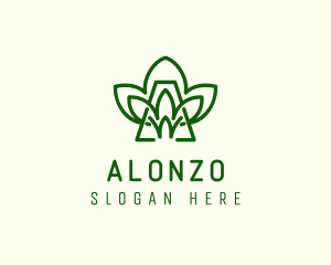 Green Plant Letter A logo design