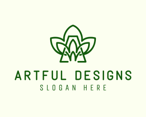 Green Plant Letter A logo design