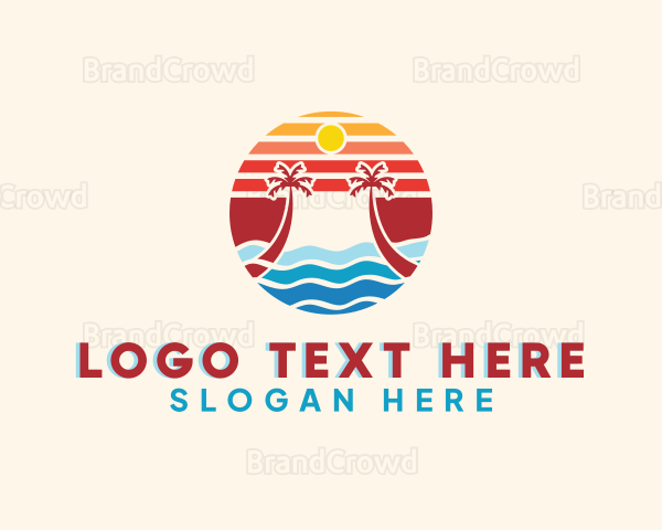 Beach Sunset Island Logo