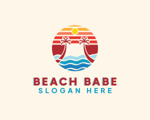 Beach Sunset Island logo design