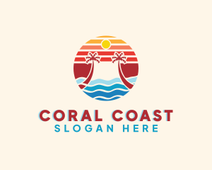 Beach Sunset Island logo design