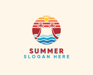 Beach Sunset Island logo design