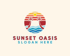 Beach Sunset Island logo design