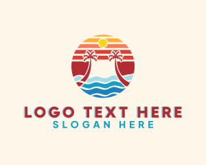 Vacation - Beach Sunset Island logo design