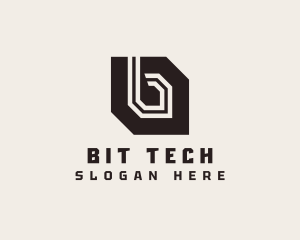 Tech Geometric Letter B logo design