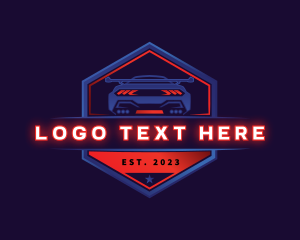 Drag Race - Neon Car Racing logo design