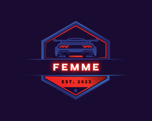 Neon Car Racing logo design