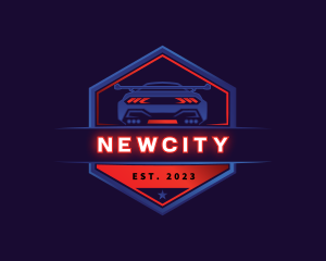 Neon Car Racing logo design