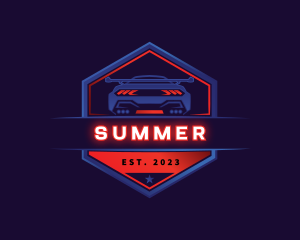 Neon Car Racing logo design