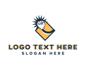 Language - Cartoon Hand Punch logo design