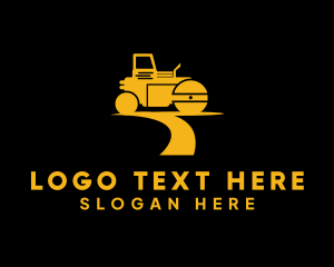 Worker - Road Roller Machine logo design
