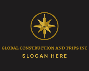 Direction - Golden Crown Compass logo design