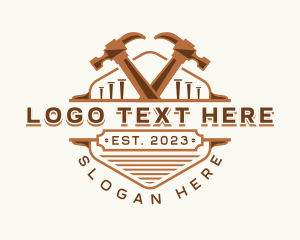 Woodworker - Hammer Carpentry Crafting logo design