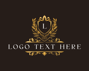 Gold - Floral Elegant Shield logo design