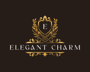 Floral Elegant Shield logo design