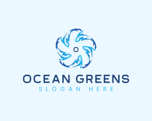Ocean Fish Swimming logo design