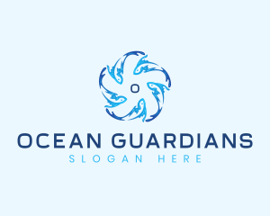 Ocean Fish Swimming logo design