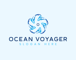 Ocean Fish Swimming logo design