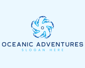 Ocean Fish Swimming logo design