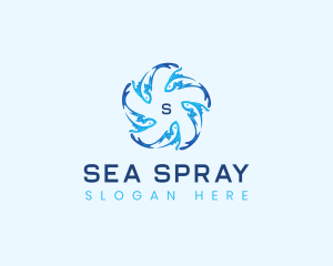 Ocean Fish Swimming logo design