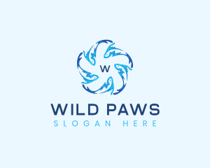 Ocean Fish Swimming logo design