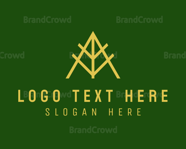 Gold Leaf Letter A Logo