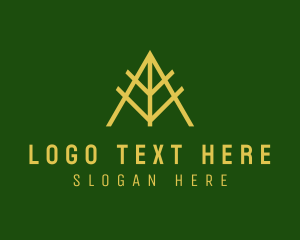Geometric - Gold Leaf Letter A logo design