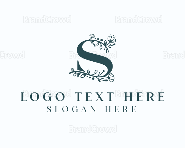 Botanical Flower Letter S Logo