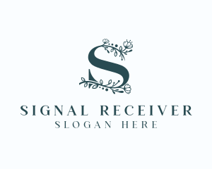 Botanical Flower Letter S logo design